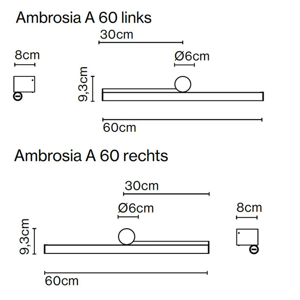Marset Ambrosia A60 LED-Wandleuchte Links/Rechts