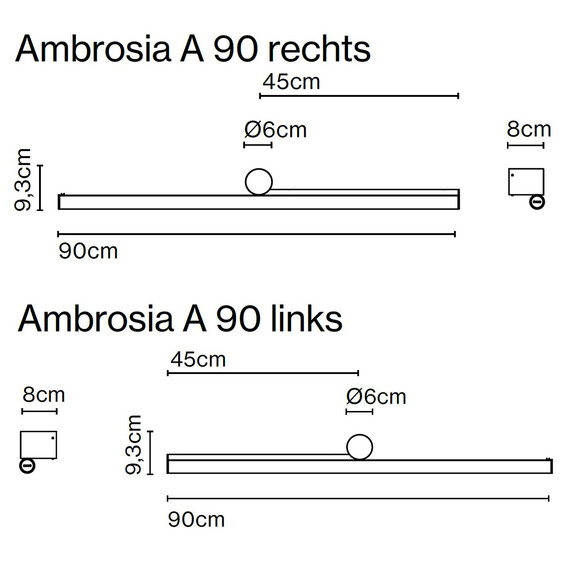 Marset Ambrosia A90 LED-Wandleuchte Links/Rechts