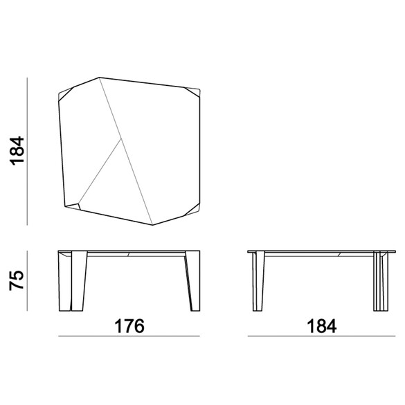 Arketipo MILESTONE Tisch mit Marmorplatte 184x176 cm