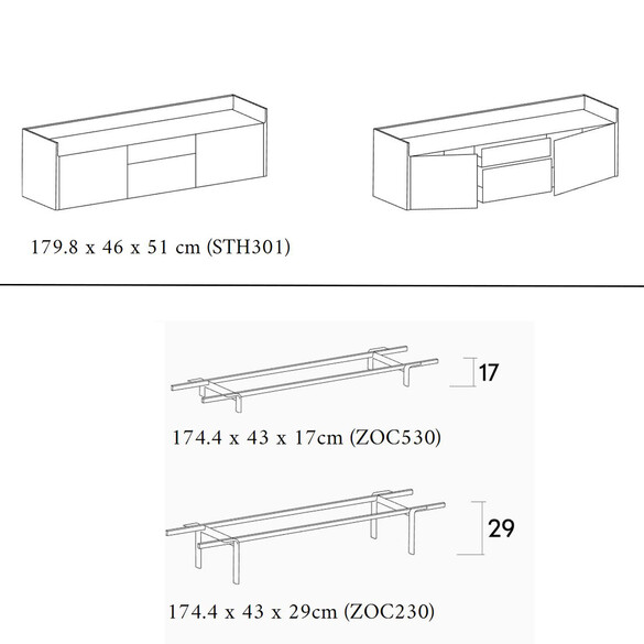 Punt STOCKHOLM Designer Sideboard 180 cm (STH301)