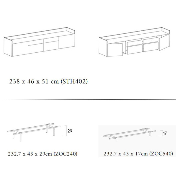 Punt STOCKHOLM Designer Sideboard 238 cm (STH402)