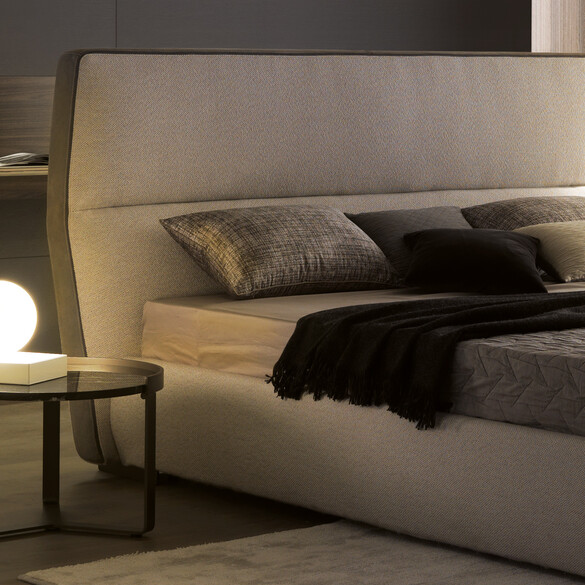 MisuraEmme COSY Bett mit Bettkasten 160x200 cm, Stoff- oder Lederbezug