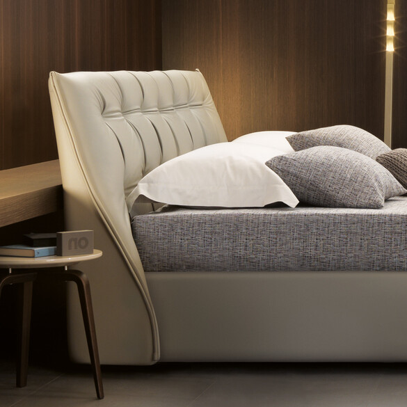 MisuraEmme SUMO Bett mit Bettkasten 160x200 cm, Lederbezug