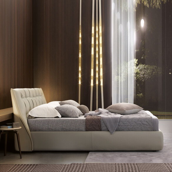 MisuraEmme SUMO Bett mit Bettkasten 180x200 cm, Lederbezug