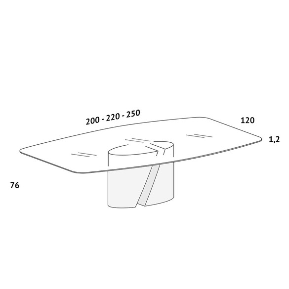 Lago WADI TABLE Designer Esstisch mit Glasplatte (2520E)