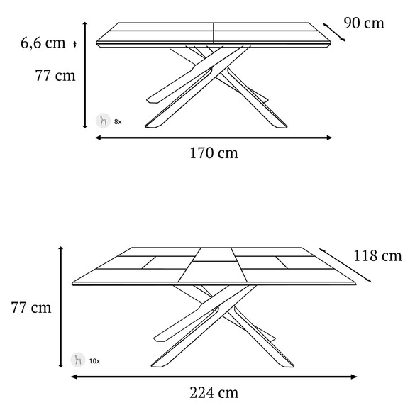 Ozzio ARIZONA ausziehbarer Esstisch 170-224 cm (T256)