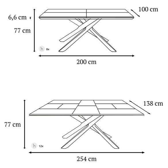 Ozzio ARIZONA ausziehbarer Esstisch 200-254 cm (T256)