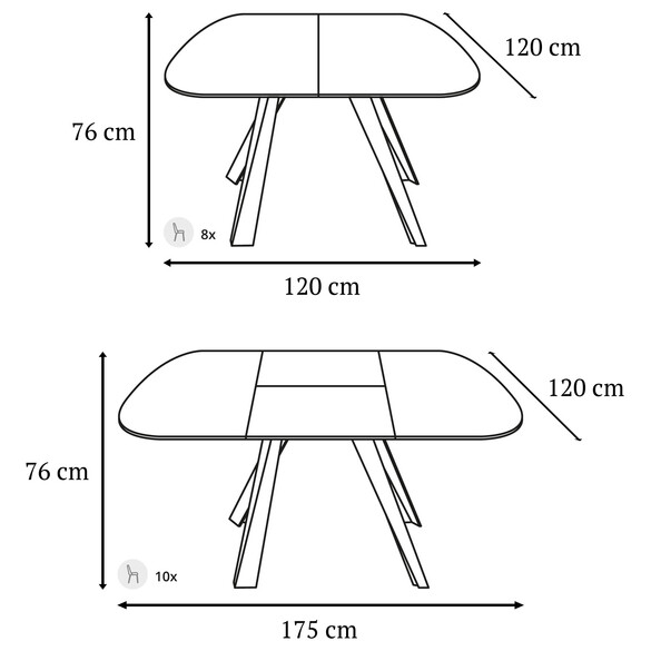 Ozzio BOMBO ausziehbarer Esstisch 120-175 cm (T246)