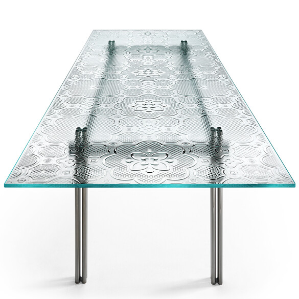 FIAM Cristaline Esstisch mit geschmolzener Glasplatte