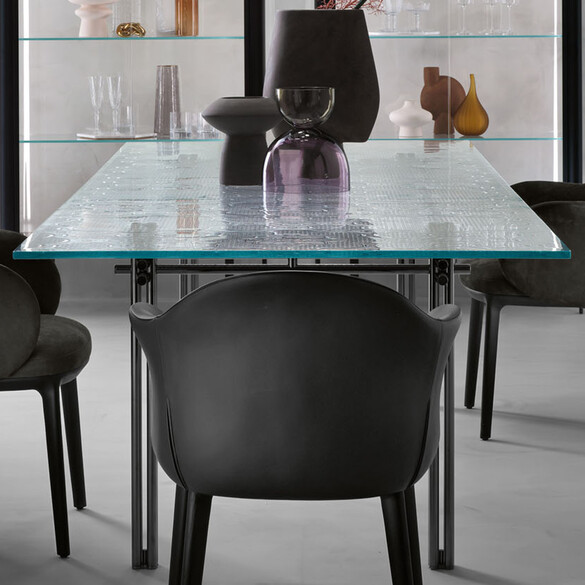 FIAM Cristaline Esstisch mit geschmolzener Glasplatte
