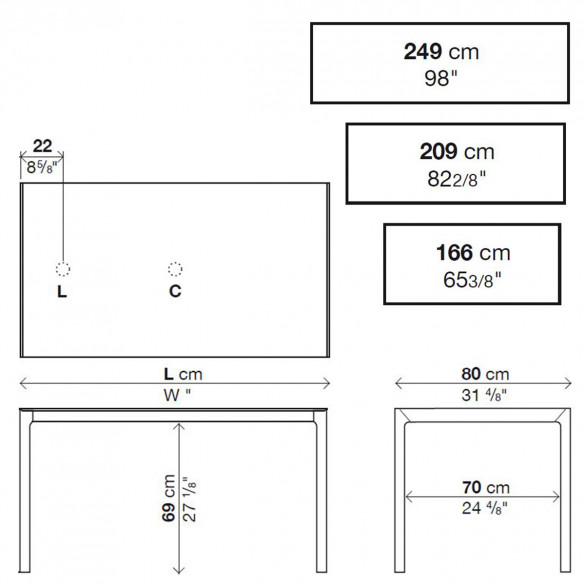 Kristalia MAKI Schreib- und Arbeitstisch - Tischplattentiefe 80 cm