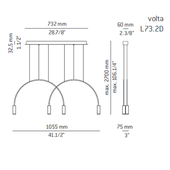 ESTILUZ Volta L73S.2D LED-Pendelleuchte, 4-flammig