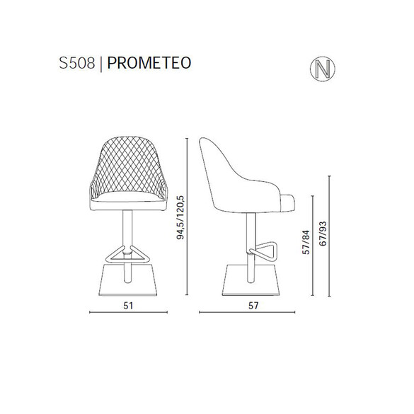 Ozzio PROMETEO Designer Barhocker (S508)