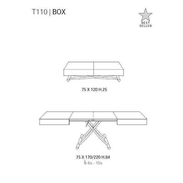 Ozzio BOX Multifunktionstisch Couch- und Esstisch (T110)