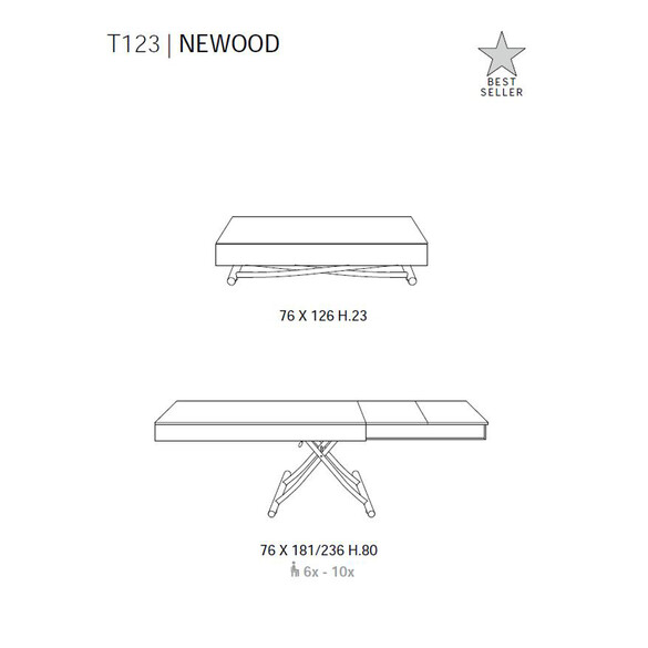 Ozzio NEWOOD Multifunktionstisch Couch- und Esstisch (T123)