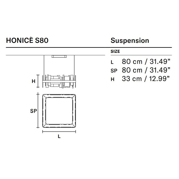 Masiero HONICE S80 LED-Pendelleuchte 80x80 cm