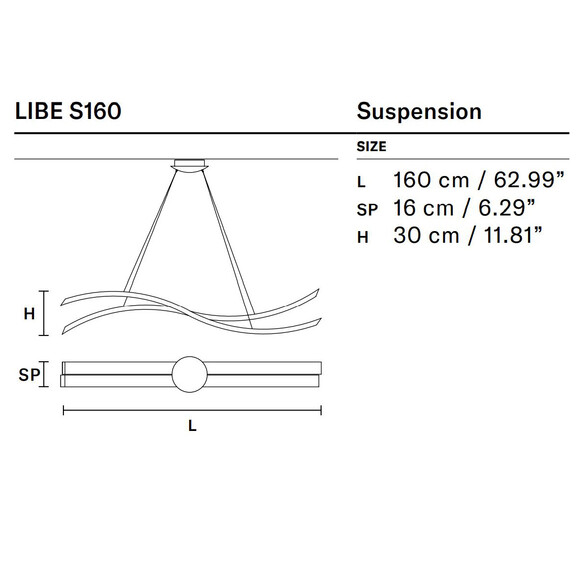 Masiero LIBE S160 LED-Pendelleuchte 160 cm