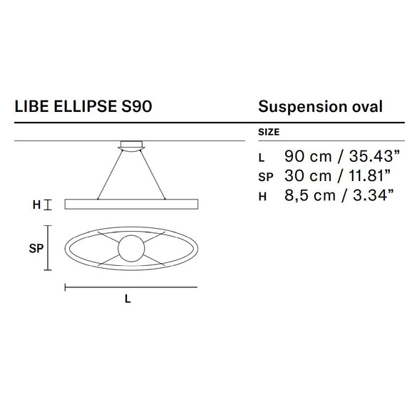 Masiero LIBE ELLIPSE S90 LED-Pendelleuchte 90 cm