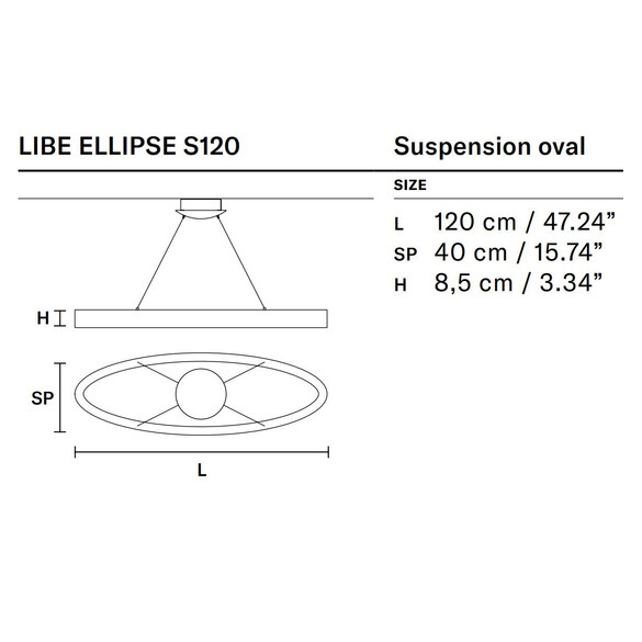 Masiero LIBE ELLIPSE S120 LED-Pendelleuchte 120 cm