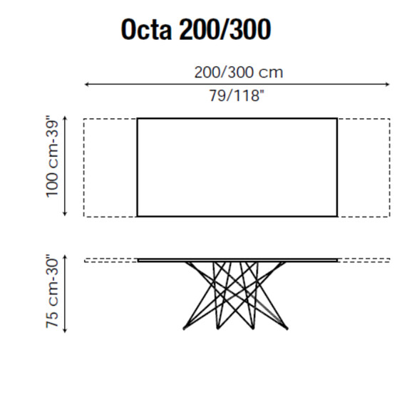 Bonaldo OCTA ausziehbarer Ess- und Arbeitstisch 200-300 cm