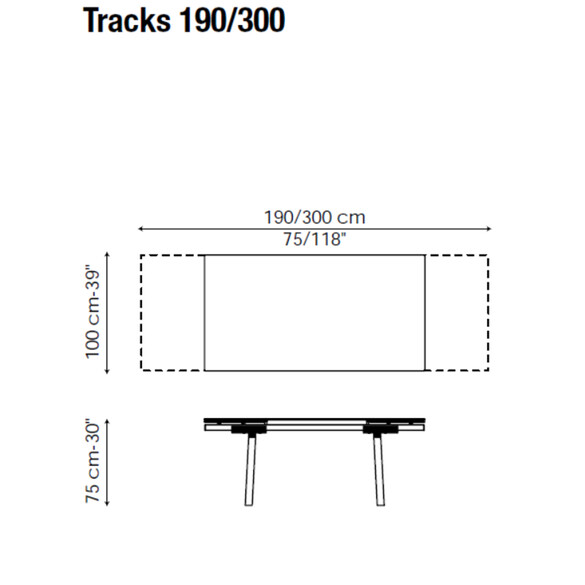 Bonaldo TRACKS ausziehbarer Esstisch 190-300 cm