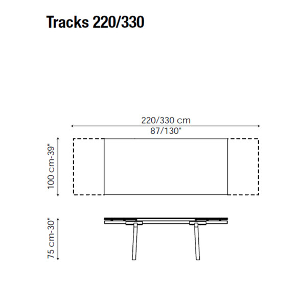 Bonaldo TRACKS ausziehbarer Esstisch 220-330 cm