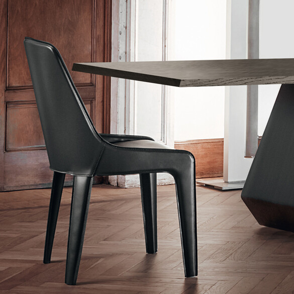 Bonaldo LAMINA Designer Stuhl mit Kernlederbezug