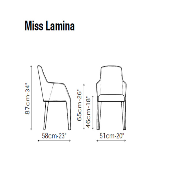 Bonaldo MISS LAMINA Designer Stuhl mit Kernlederbezug