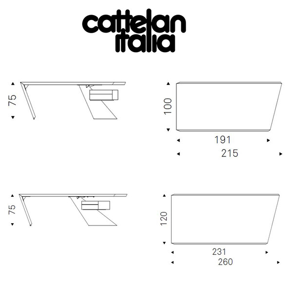 Cattelan Italia NASDAQ Schreibtisch, verschiedene Ausfhrungen