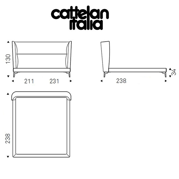 Cattelan Italia LUDOVIC Bett mit Nubuck-Bezug