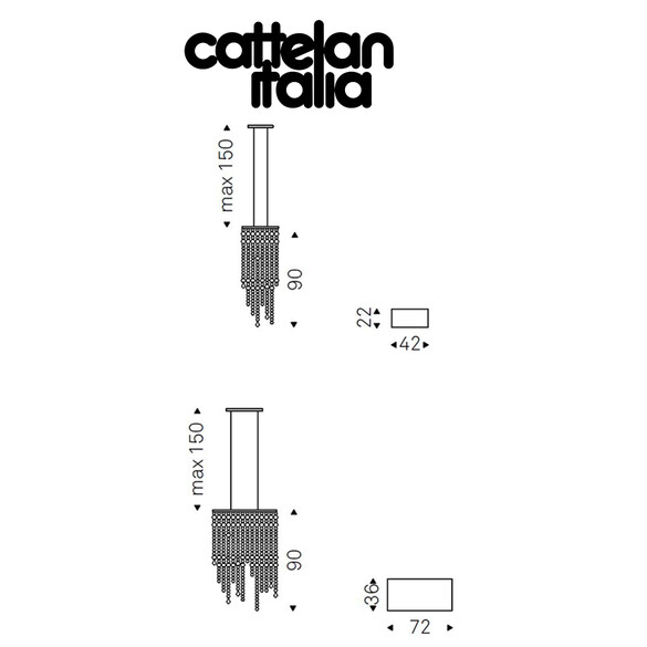 Cattelan Italia VENEZIA Kristall Hängeleuchte, rechteckig