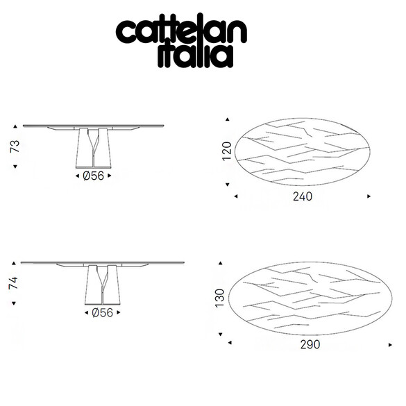 Cattelan Italia GIANO ovaler Esstisch mit Marmorplatte