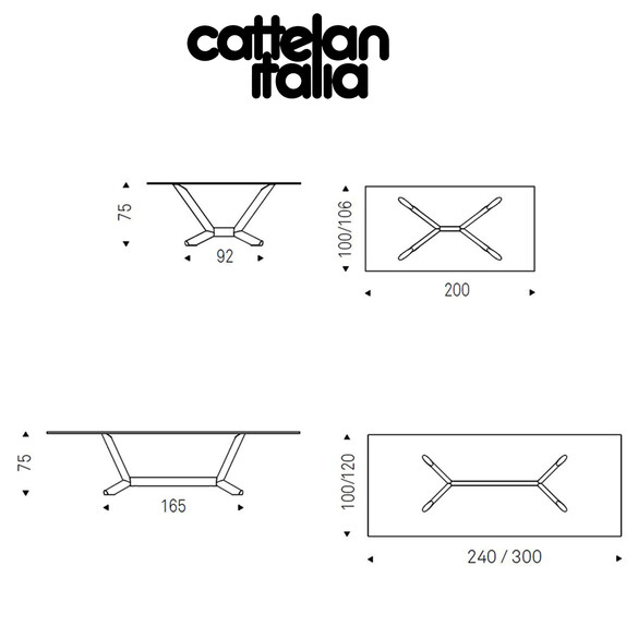 Cattelan Italia PLANER Esstisch mit Glasplatte