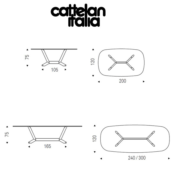Cattelan Italia PLANER Esstisch mit Glasplatte