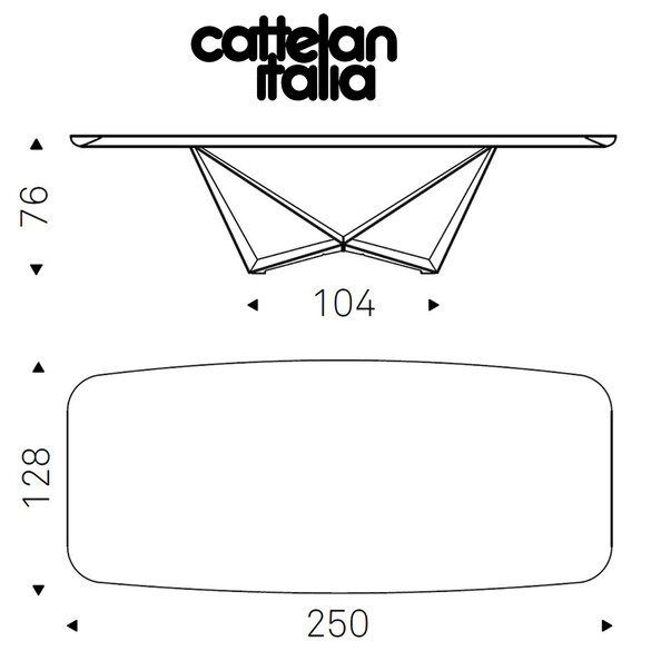 Cattelan Italia SKORPIO WOOD Esstisch 250x128 cm mit abgerundetem Profil