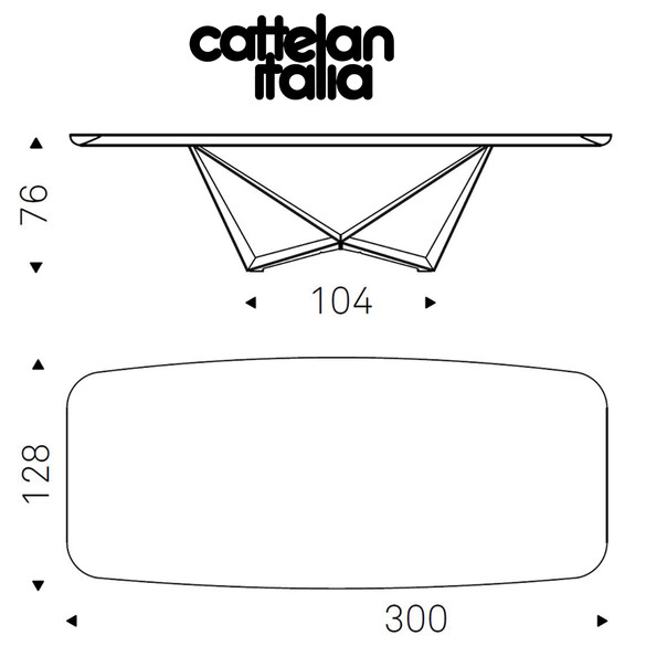 Cattelan Italia SKORPIO WOOD Esstisch 300x128 cm mit abgerundetem Profil