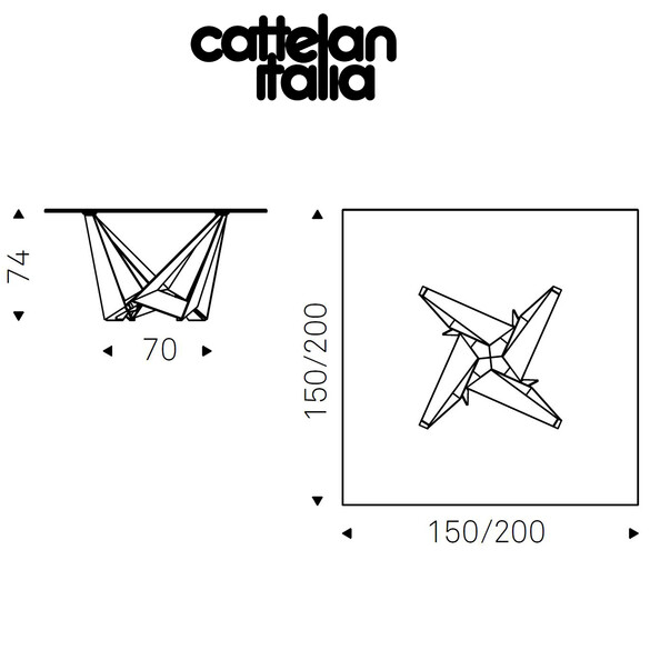 Cattelan Italia SKORPIO quadratischer Esstisch mit Glasplatte