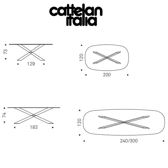 Cattelan Italia SPYDER Esstisch mit Edelstahlgestell & Glasplatte