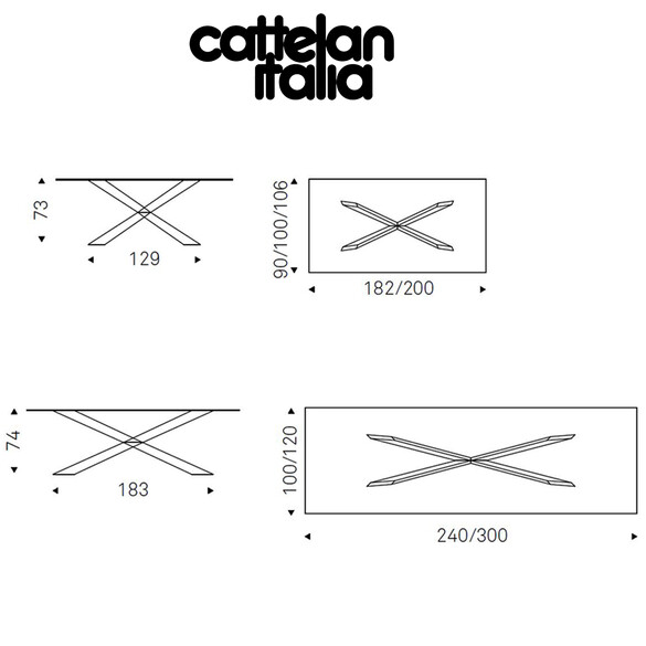 Cattelan Italia SPYDER Esstisch mit Edelstahlgestell & Glasplatte