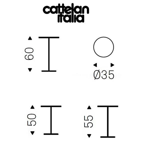 Cattelan Italia GLISS runder Beistelltisch mit Edelstahlplatte