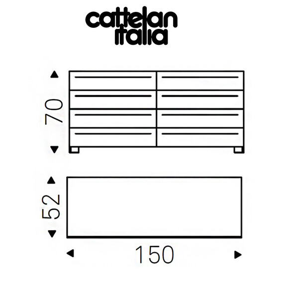Cattelan Italia DYNO Kommode 150 cm mit Lederbezug