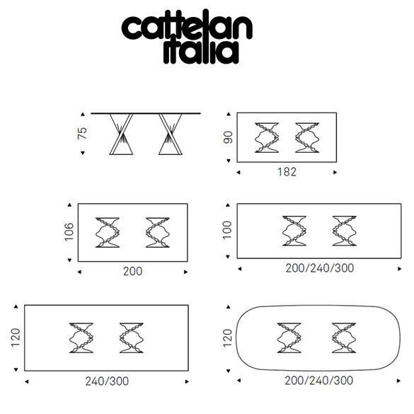 Cattelan Italia PLISSET Esstisch mit Glasplatte