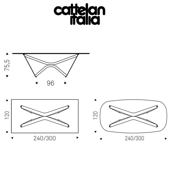 Cattelan Italia MARATHON Esstisch, verschiedene Größen
