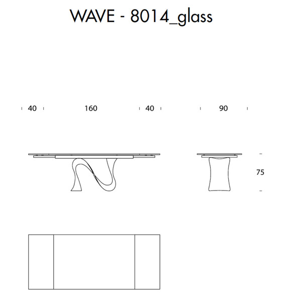 Tonin Casa WAVE T8014ALG ausziehbarer Esstisch 160-240 cm mit Glasplatte