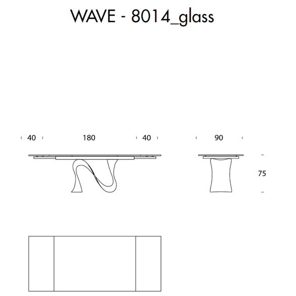 Tonin Casa WAVE T8014ALG ausziehbarer Esstisch 180-260 cm mit Glasplatte
