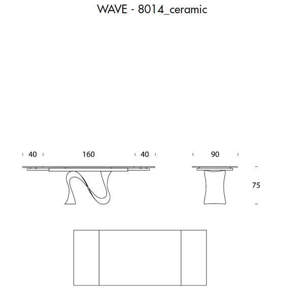 Tonin Casa WAVE T8014ALC ausziehbarer Esstisch 160-240 cm mit Keramikplatte