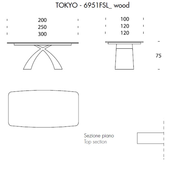 Tonin Casa TOKYO T6951FSW Esstisch mit Holzplatte