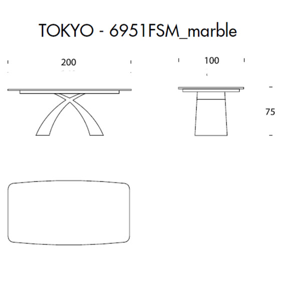 Tonin Casa TOKYO T6951FSM Esstisch 200 cm mit Marmorplatte