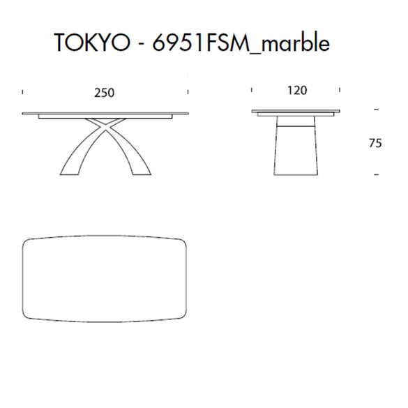 Tonin Casa TOKYO T6951FSM Esstisch 250 cm mit Marmorplatte