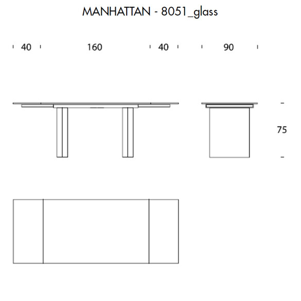 Tonin Casa MANHATTAN 8051 ausziehbarer Esstisch 160-240 cm mit Glasplatte